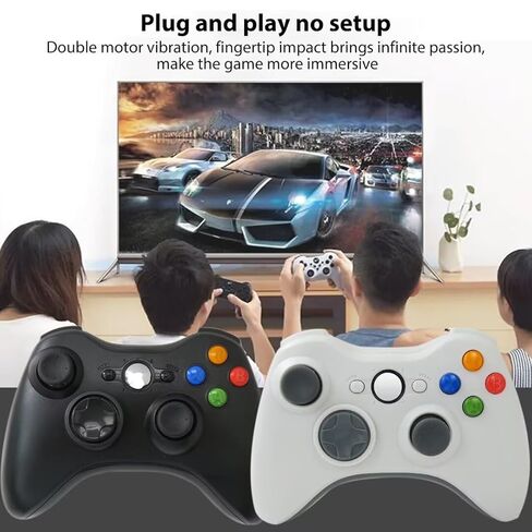 USonline911 Advanced White 2.4GHz Wireless Gamepad for Xbox 360 Controller, Auto-Connect for Xbox 360 / for PC/for Steam, Dual Vibration & 360° Joystick for Windows 7/8/10 in Saudi Arabia