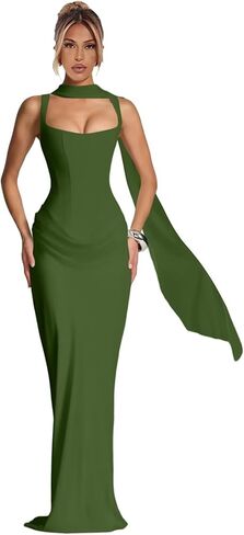 مشد الساتان فساتين حفلة موسيقية طويلة حورية البحر ساحة الرقبة فستان العروسة Ruched ثوب السهرة الرسمية in Kuwait