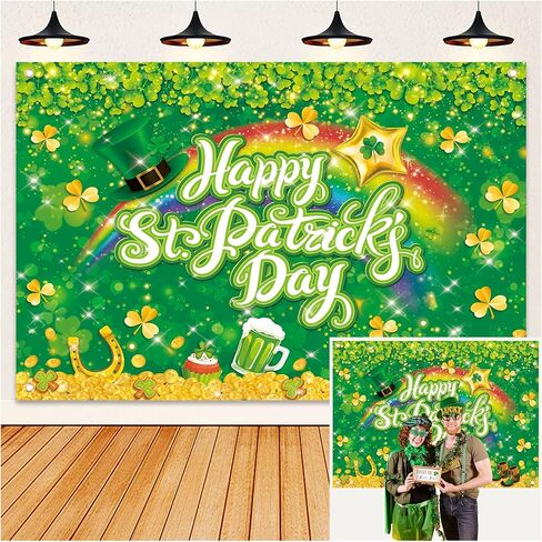 عيد القديس باتريك سعيد خلفيات 7x5ft الأيرلندية لحزب محظوظ شامروك الأخضر لافتة لافتة الصورة in Kuwait