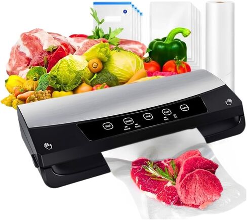 Kitchen Food Vacuum Sealer Machine, Food Preservation Small Appliances w/Vacuum Storage Bags, Automatic Air Sealing System for Kitchen Storage, LED Indicator w/Dry & Moist Modes, Includes Seal Bags in Kuwait