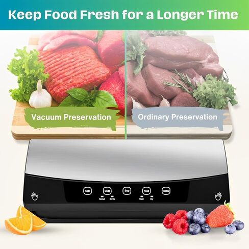 Kitchen Food Vacuum Sealer Machine, Food Preservation Small Appliances w/Vacuum Storage Bags, Automatic Air Sealing System for Kitchen Storage, LED Indicator w/Dry & Moist Modes, Includes Seal Bags in Kuwait