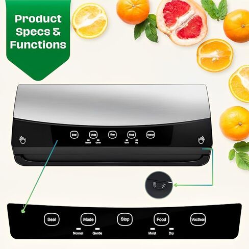 Kitchen Food Vacuum Sealer Machine, Food Preservation Small Appliances w/Vacuum Storage Bags, Automatic Air Sealing System for Kitchen Storage, LED Indicator w/Dry & Moist Modes, Includes Seal Bags in Kuwait