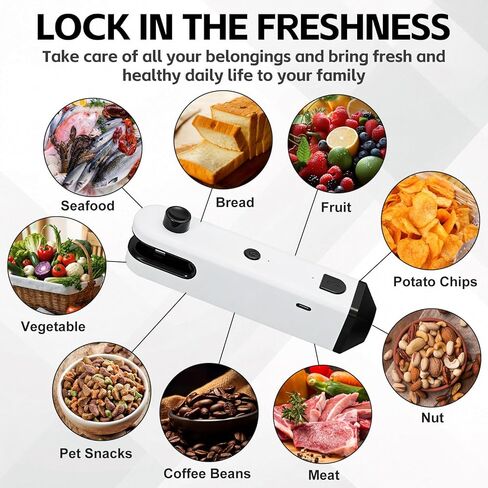 ماكينة إغلاق الحقائب الصغيرة، 4 في 1، ماكينة إعادة إغلاق الحقائب المحمولة المحمولة، سدادة حرارية لأكياس الرقائق القابلة لإعادة الشحن عبر USB مع قاطع، مصباح يدوي، مفتاح، مغناطيسي، سدادة أكياس الوجبات الخفيفة للأكياس البلاستيكية والوجبات الخفيفة وتخزين الطع in Kuwait