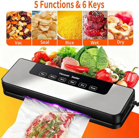 Food Saver Vacuum Sealer Machine, Meat Vacuum Sealer for Food with Multiple Modes for Dry & Moist Food, Compact Vacuum Sealing System for Food Preservation & Sous Vide in Saudi Arabia
