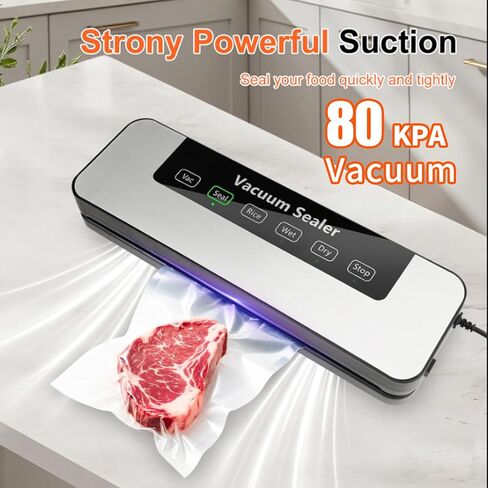 Food Saver Vacuum Sealer Machine, Meat Vacuum Sealer for Food with Multiple Modes for Dry & Moist Food, Compact Vacuum Sealing System for Food Preservation & Sous Vide in Saudi Arabia