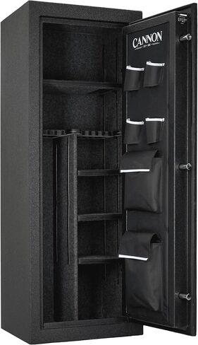 Cannon 24-Gun 30-Minute Fire Resistant Safe with Electronic Lock, Backup Key & ArmorGuard Impact-Resistant Coating – Steel Gun Safe with Adjustable Shelves & Triple Fin Smoke Seal (Black) in Saudi Arabia