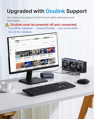 A1 Mini PC Oculink، Ryzen 7 7840HS (Beat 8745HS) كمبيوتر مكتبي للألعاب 11 Pro، Radeon 780M GPU، ذاكرة الوصول العشوائي DDR5 سعة 32 جيجابايت، 1 تيرابايت PCIe 4.0 SSD، 8K USB 4.0، شاشة ثلاثية، WiFi 6E، BT5.2، 2.5 جيجابت LAN in Kuwait