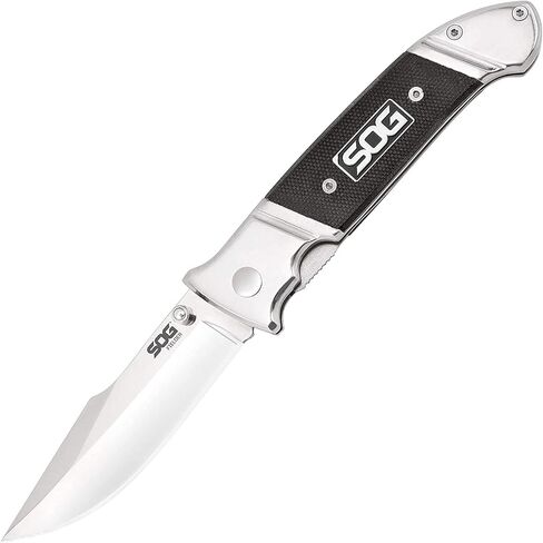 SOG Fielder G10 Folding Pocket Knife - Easy Open 3.3 Inch Foldable Knife Blade w/ EDC Knife Handle and Clip, Stainless Steel Do-It-All Knife (FF38-CP) , Black in Saudi Arabia