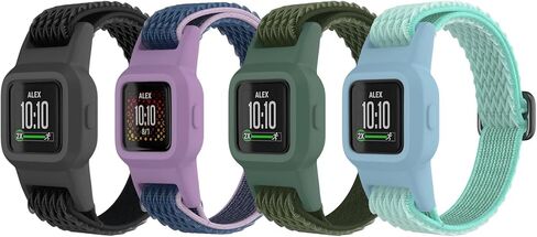أحزمة مطاطية ESeekGo متوافقة مع أحزمة Garmin Vivofit Jr 3 للأطفال، أشرطة حلقية منفردة من النايلون الملون مع حافظة واقية قابلة للتعديل وإكسسوارات العصابات البديلة للفتيات والأولاد in Kuwait