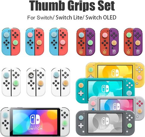 Switch Joycon Thumb Grip Caps, Soft Silicone Joystick Cover Compatible with OLED/Lite, Analog Stick Grips Button Covers for Switch Controllers (L-Mix) in Saudi Arabia