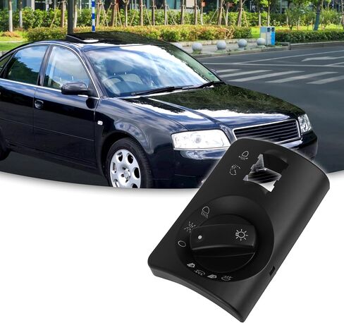 غطاء مفتاح التحكم في ضوء الضباب الأمامي من ACROPIX مناسب لسيارة Audi A6 - عبوة من قطعة واحدة باللون الأسود in Saudi Arabia
