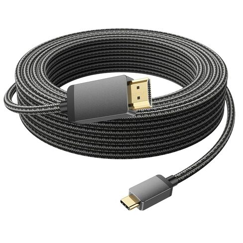 كابل 4K USB C إلى HDMI بطول 30 قدم، سلك عالي السرعة طويل من النوع C إلى HDMI، Thunderbolt 3/4/5 متوافق مع الكمبيوتر الشخصي والشاشة والتلفزيون وجهاز العرض وGalaxy S8 إلى S23 وiPhone 15/16 وMacBook وiPad Pro وDell XPS in Kuwait