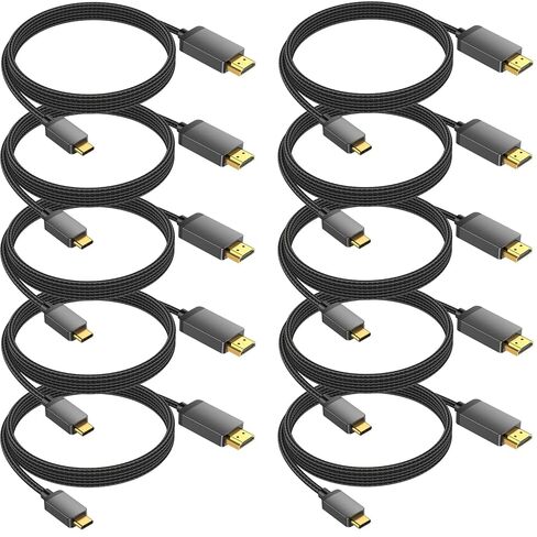كابل 4K USB C إلى HDMI بطول 30 قدم، سلك عالي السرعة طويل من النوع C إلى HDMI، Thunderbolt 3/4/5 متوافق مع الكمبيوتر الشخصي والشاشة والتلفزيون وجهاز العرض وGalaxy S8 إلى S23 وiPhone 15/16 وMacBook وiPad Pro وDell XPS in Kuwait