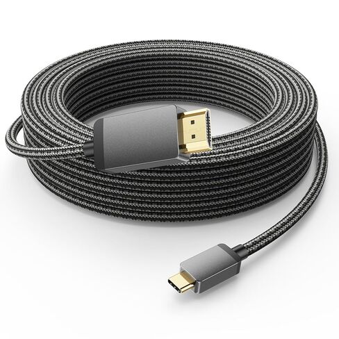 كابل 4K USB C إلى HDMI بطول 30 قدم، سلك عالي السرعة طويل من النوع C إلى HDMI، Thunderbolt 3/4/5 متوافق مع الكمبيوتر الشخصي والشاشة والتلفزيون وجهاز العرض وGalaxy S8 إلى S23 وiPhone 15/16 وMacBook وiPad Pro وDell XPS in Kuwait