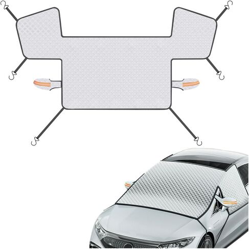 Car Windshield Snow Cover, Waterproof Vehicle Windscreen Front Window Snow Ice Protector with Side Mirror Cover, Removal Auto Windshield Frost Protection, Universal Fit (Black) in Saudi Arabia
