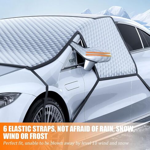 Car Windshield Snow Cover, Waterproof Vehicle Windscreen Front Window Snow Ice Protector with Side Mirror Cover, Removal Auto Windshield Frost Protection, Universal Fit (Black) in Saudi Arabia