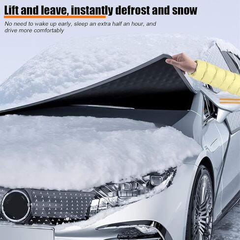 Car Windshield Snow Cover, Waterproof Vehicle Windscreen Front Window Snow Ice Protector with Side Mirror Cover, Removal Auto Windshield Frost Protection, Universal Fit (Black) in Saudi Arabia
