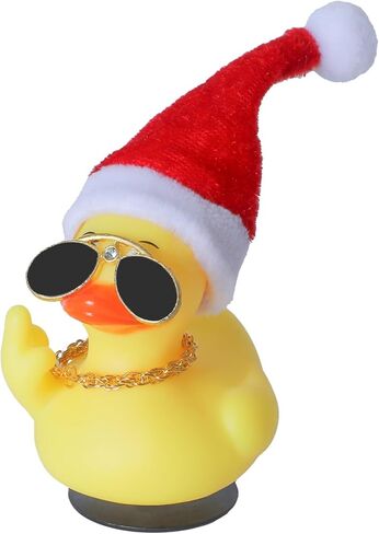 Middle Finger Duck with Bottle, Hat, Necklace& Sunglasses, Funny Rubber Duck Car Dashboard Decor, DIY Office Desk Accessory, Cool Adult Humor Gift in Saudi Arabia