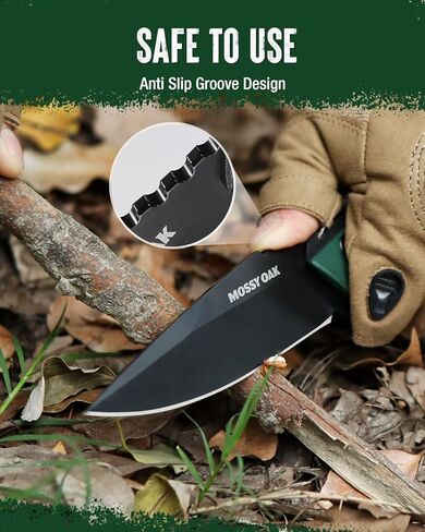 سكين صيد ذو نصل ثابت مقاس 9.5 بوصة من Mossy Oak مع غمد، 14C28N Full Tang، مقبض G10 سكين خارجي للبقاء على قيد الحياة والتخييم والمشي لمسافات طويلة (أخضر) in Kuwait