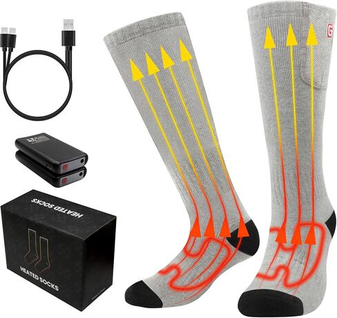 MMlove Heated Socks, Rechargeable Heated Socks for Men Women, 4000mAh Electric Socks with 3 Heating Levels, Washable Foot Warmers for Skiing, Camping, Hiking, Cycling, Outdoor Work in Saudi Arabia