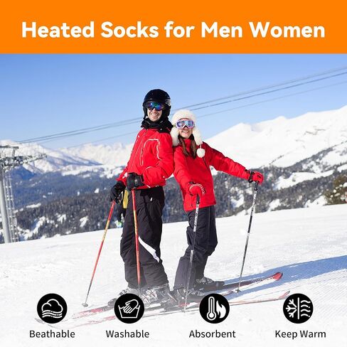 MMlove Heated Socks, Rechargeable Heated Socks for Men Women, 4000mAh Electric Socks with 3 Heating Levels, Washable Foot Warmers for Skiing, Camping, Hiking, Cycling, Outdoor Work in Saudi Arabia