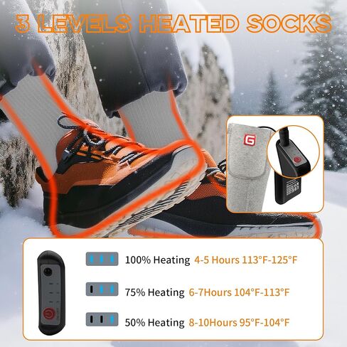 MMlove Heated Socks, Rechargeable Heated Socks for Men Women, 4000mAh Electric Socks with 3 Heating Levels, Washable Foot Warmers for Skiing, Camping, Hiking, Cycling, Outdoor Work in Saudi Arabia