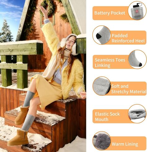 MMlove Heated Socks, Rechargeable Heated Socks for Men Women, 4000mAh Electric Socks with 3 Heating Levels, Washable Foot Warmers for Skiing, Camping, Hiking, Cycling, Outdoor Work in Saudi Arabia