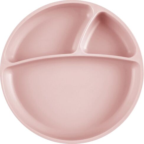 MinikOiOi Portions 100% Silicone Toddler Plate, 3 Divided Section Feeding, Non-Slip Suction Base Plate, 6 Months +, Supports Baby Led Weaning, BPA-Free (Pinky Pink) in Saudi Arabia