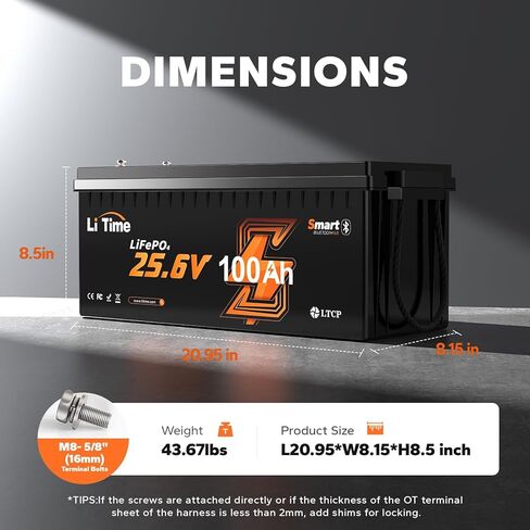 LiTime 24V 50Ah Deep Cycle Lithium Battery with 29.2V&14.6V 10A Charger, Bluetooth 5.0, Low-Temp Protection, Buit in 50A BMS, Group 24, Perfect for Trolling Motors, Yacht, Marine, Boat, RV in Saudi Arabia