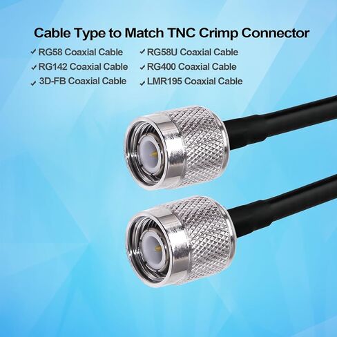 TUOLNK TNC ذكر موصل TNC ذكر التوصيل تجعيد موصل ل RG58 RG142 كابل محوري TNC نوع لحام موصل 10 قطعة in Saudi Arabia