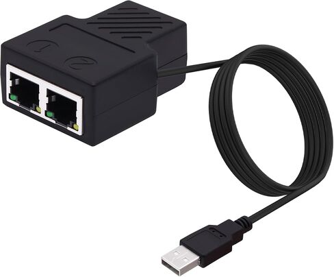 موزع إيثرنت 1 إلى 2، محول شبكة إيثرنت RJ45 8P8C LAN موسع الإنترنت 1 في 2 محول مع كابل طاقة USB لجهاز توجيه محور الكمبيوتر in Saudi Arabia