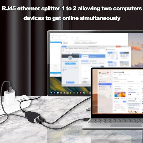 موزع إيثرنت 1 إلى 2، محول شبكة إيثرنت RJ45 8P8C LAN موسع الإنترنت 1 في 2 محول مع كابل طاقة USB لجهاز توجيه محور الكمبيوتر in Saudi Arabia