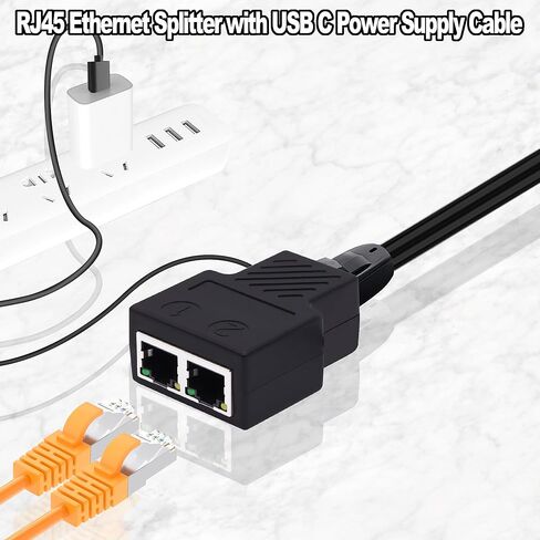 موزع إيثرنت 1 إلى 2، محول شبكة إيثرنت RJ45 8P8C LAN موسع الإنترنت 1 في 2 محول مع كابل طاقة USB لجهاز توجيه محور الكمبيوتر in Saudi Arabia