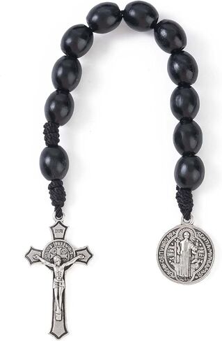 Pocket Rosary for men - Handmade Wooden Catholic Rosaries, Wooden Bead Rosary Necklace, Metal Cross For Catholic Or Christian Gift in Saudi Arabia