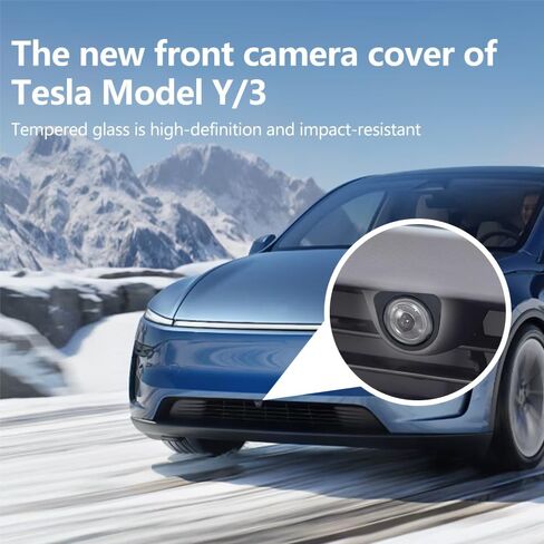 Premium Tempered Glass Front Camera Lens Guard Cover Protector For Tesla Model Y Model 3 - Autopilot Compatible - Scratch & Drop Resistant Protection in Saudi Arabia