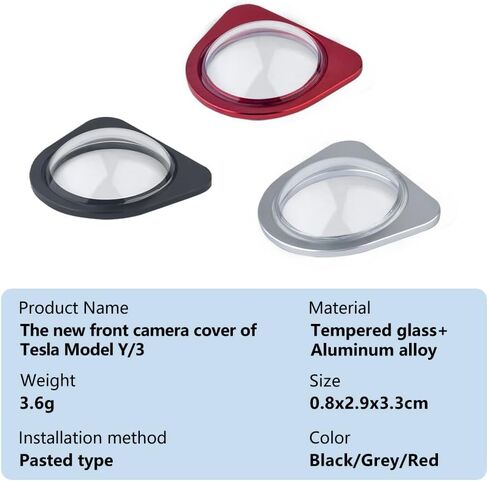Premium Tempered Glass Front Camera Lens Guard Cover Protector For Tesla Model Y Model 3 - Autopilot Compatible - Scratch & Drop Resistant Protection in Saudi Arabia