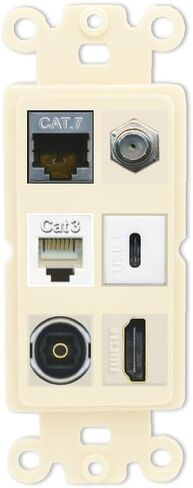لوحة حائط RiteAV Cat7 Coax HDMI للهاتف Toslink USB-C - الروك [بني/بني] in Kuwait