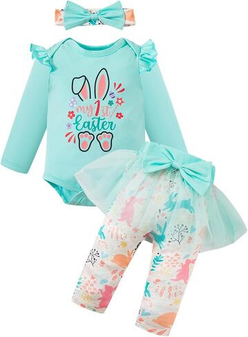 MOMMY'S NEW MAN Newborn Baby Girl My First Valentines Day Outfit Infant Long Sleeve Romper Heart Culottes Pant Set in Kuwait