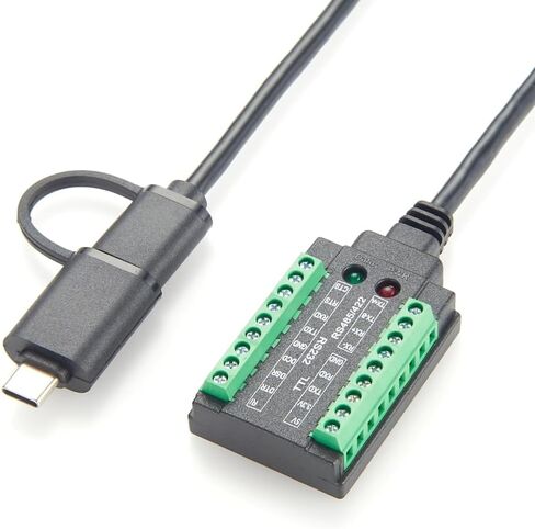 كابل محول تسلسلي 4 في 1 FTDI USB إلى RS232 RS485 RS422 TTL 3.3 فولت 5 فولت مع شريحة FT232RL بمنفذ مزدوج USB-A ومحول USB-C إلى منفذ COM مع كتلة طرفية للمودم والماسح الضوئي والنوافذ وMacOS (1M/3.3FT) in Kuwait