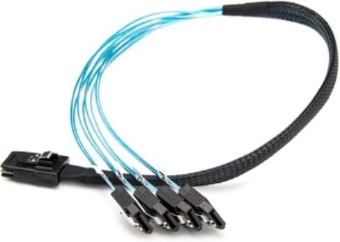 Rocstor Premium 20in Serial Attached SCSI SAS Cable - SFF-8087 to 4X Latching SATA - SAS/SATA for H in Saudi Arabia