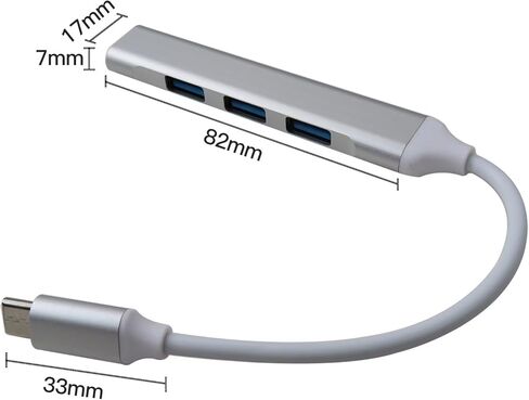 2 Pack USB-C 4-in-1 Design Hub Splitter Type C to USB 3.0 Compatible for Windows 11, 10, 8, 7, Silver in Saudi Arabia