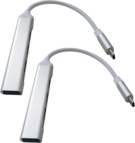 2 Pack USB-C 4-in-1 Design Hub Splitter Type C to USB 3.0 Compatible for Windows 11, 10, 8, 7, Silver in Saudi Arabia