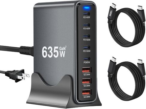 محطة شحن فائقة السرعة بقدرة 635 وات GaN لأجهزة متعددة، ومحطات شحن USB C ذات 8 منافذ لأجهزة iPhone، وiPad، وMacBook، والكمبيوتر اللوحي، والهاتف الخلوي Android، ووحدة شحن متعددة الأجهزة لسطح المكتب من النوع C بقدرة 200 وات in Saudi Arabia