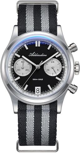 ADDIESDIVE 38 MM Quartz Chronograph Watch Waterproof 100 M BGW9 Luminous 316L Stainless Steel Panda Dial Sport Watches for Men Nylon Strap in Saudi Arabia