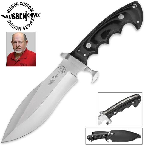 سكين البقاء على قيد الحياة من جيل هيبين ألاسكا مع غمد - شفرة من الفولاذ المقاوم للصدأ محفورة بالليزر، مقبض ميكارتا أسود، غمد من الجلد الطبيعي - سكين متعدد الأغراض للرياضة - إجمالي 12 1/4 بوصة in Kuwait