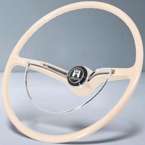 Sorghum 15" Universal Steering Wheel - Classic Steering Wheel with Horn Button Compatible with 1965-1973 Volkswagen Beetle - Piano Lacquer White in Kuwait