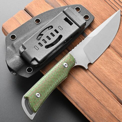 FF113 VG10 Steel Fixed Blade Knife, Ergonomic Micarta Handle Full Tang Knife with Sheath for Outdoor Camping Hunting Working (Green) in Saudi Arabia