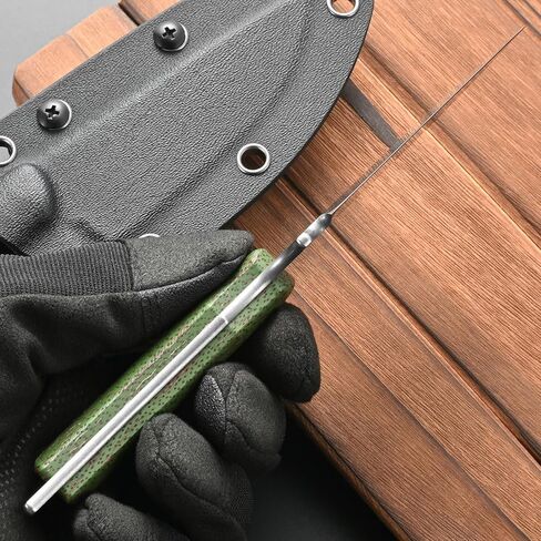 FF113 VG10 Steel Fixed Blade Knife, Ergonomic Micarta Handle Full Tang Knife with Sheath for Outdoor Camping Hunting Working (Green) in Saudi Arabia