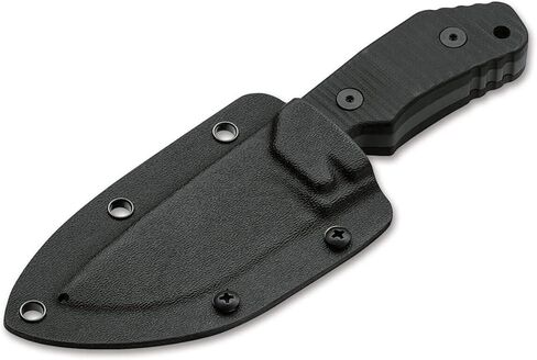 سكين Boker Plus Little Dvalin ذو الشفرة الثابتة EDC، مقابض G10 من الفولاذ D2 المطلي باللون الأسود مع غمد كيديكس الأسود، صممه ديرك هوفميستر (نقطة Spearpoint) in Kuwait