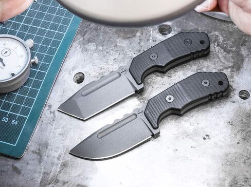 سكين Boker Plus Little Dvalin ذو الشفرة الثابتة EDC، مقابض G10 من الفولاذ D2 المطلي باللون الأسود مع غمد كيديكس الأسود، صممه ديرك هوفميستر (نقطة Spearpoint) in Kuwait